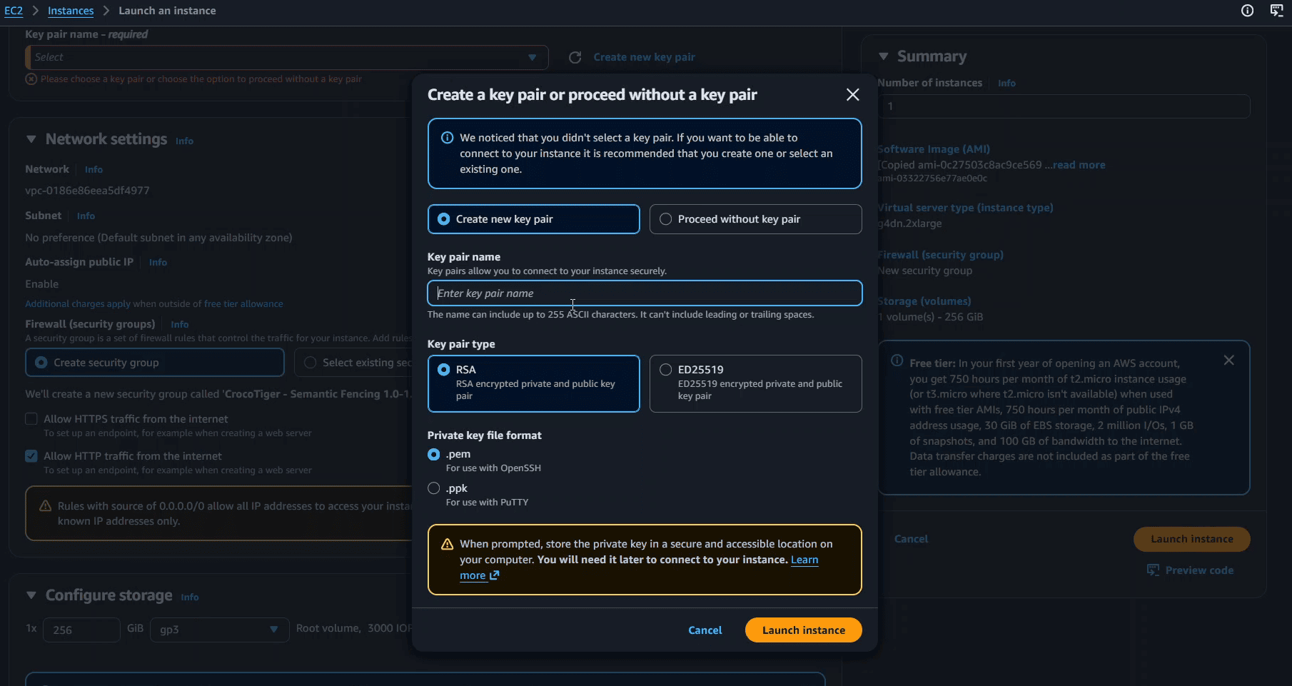 Screenshot 2 for Launch an instance